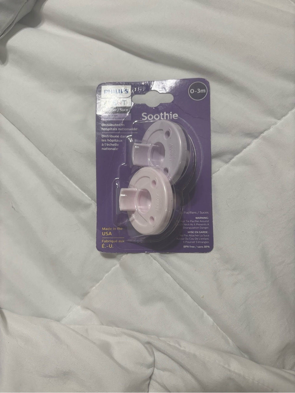 Philips Soothie Pacifiers - Light Pink and Purple Card